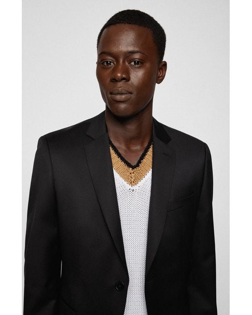 Boss Black Virgin-Wool Single-Breasted Blazer for men