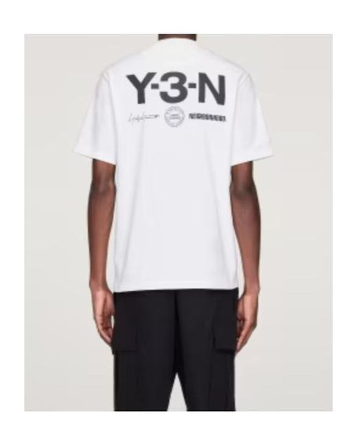 Y-3 White Logo Printed Crewneck T-Shirt for men