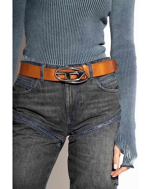 DIESEL White Logo-Buckle Belt for men