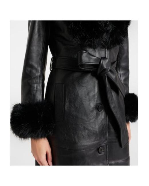 Self-Portrait Black Belted Leather Coat