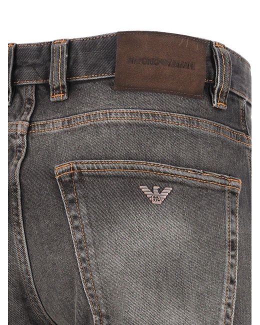 Emporio Armani Gray Belt-Loop Jeans for men