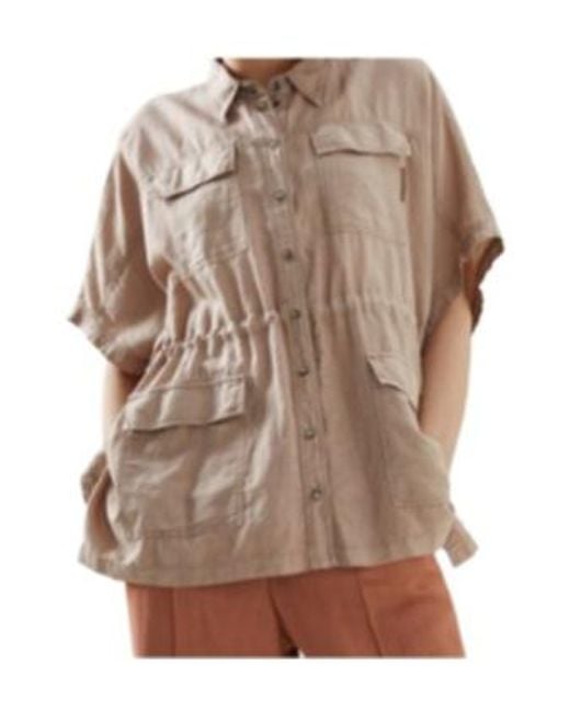 Brunello Cucinelli Brown Relaxed Drawstring Blouse