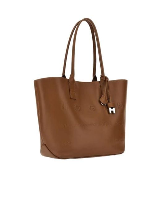 Hogan Brown Small Address Shopping Bag