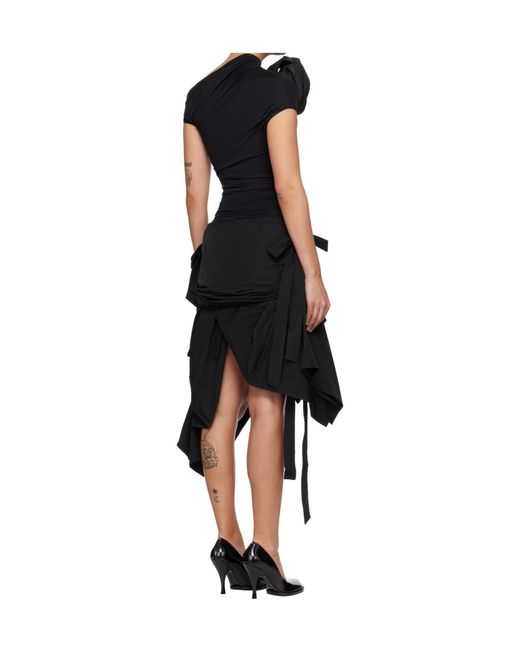 VAQUERA Black Rose Applique Mini Dress