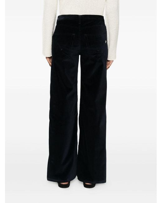Dondup Black Jacklyn Wide-Leg Corduroy Pants