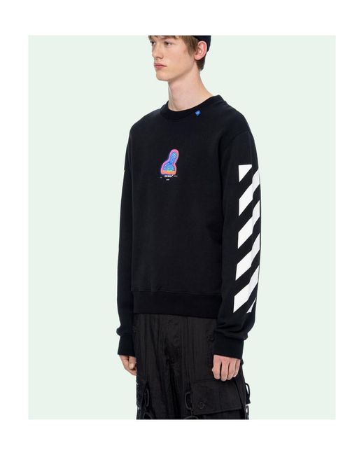 Off-White c/o Virgil Abloh Black Diagonal Stripe Printed Sweater for men