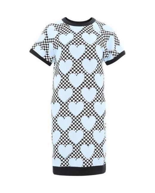 Moschino Blue Love Printed T-Shirt Dress