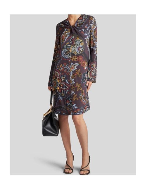 Etro Black Tunic Dress With Paisley Print