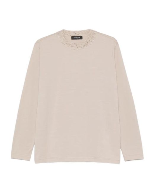 Fabiana Filippi Natural Ribbed-Collar T-Shirt