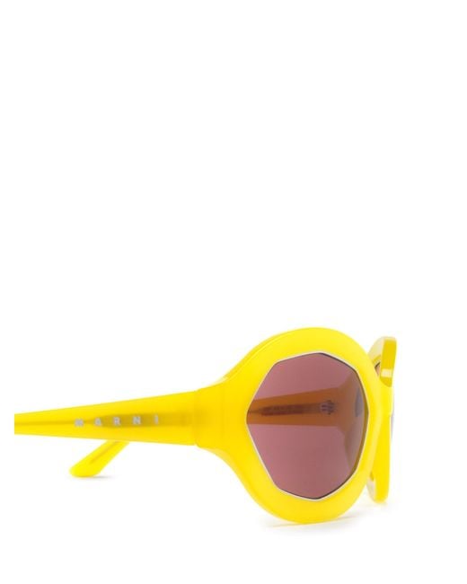 Marni Yellow Round Frame Sunglasses for men