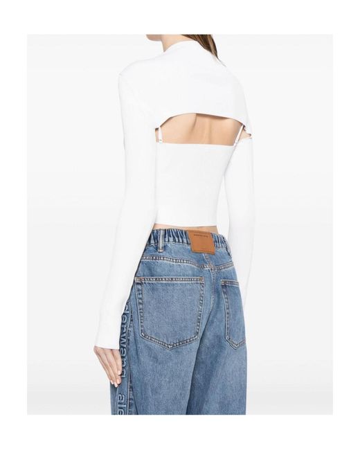 Alexander Wang White Cropped Knit Top