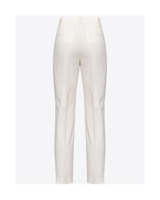 Pinko White Straight-Leg Cropped Tailored Trousers