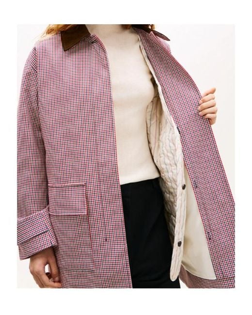 Tommy Hilfiger Pink Water Repellent Check Oversized 2-In-1 Coat