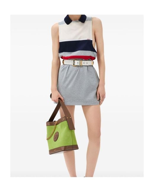Versace Gray Striped Cotton-Jersey Mini Dress