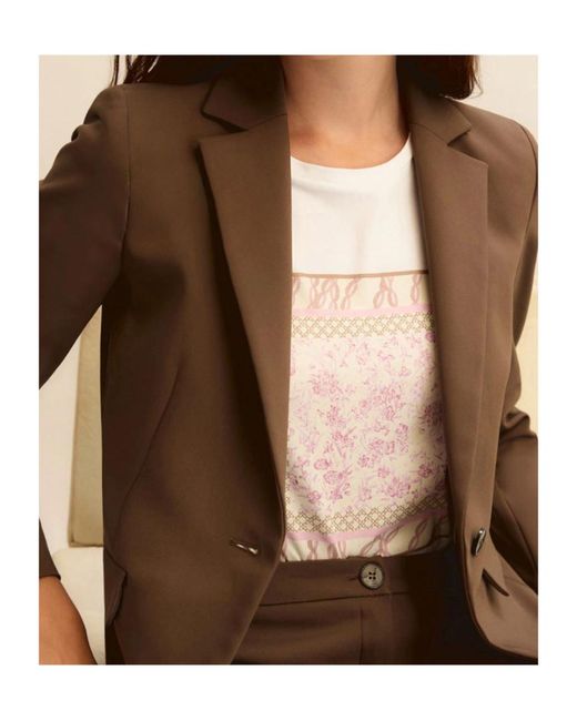 Marella Brown Single-Breasted Stretch Jacket