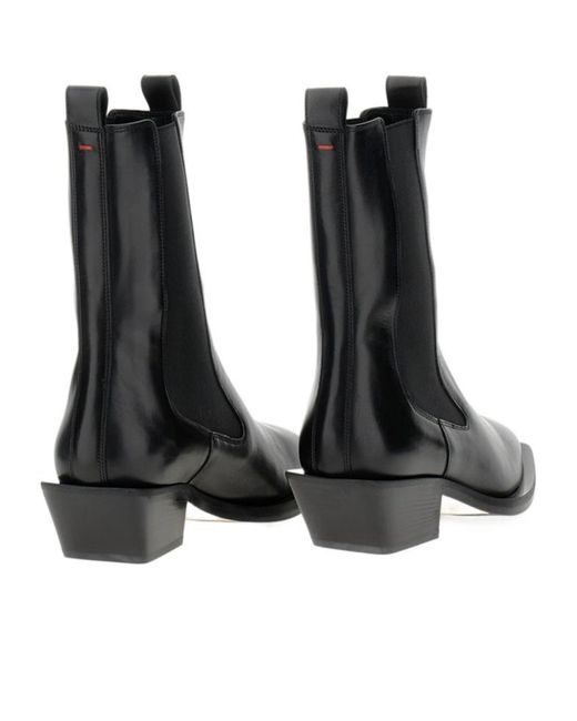 Aeyde Black Leather Pointed-Toe Boots