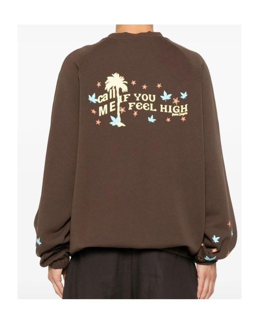 Palm Angels Brown Graphic-Print Pouch-Pocket Sweater for men