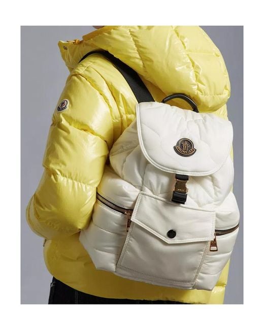 Moncler White Logo Backpack for men