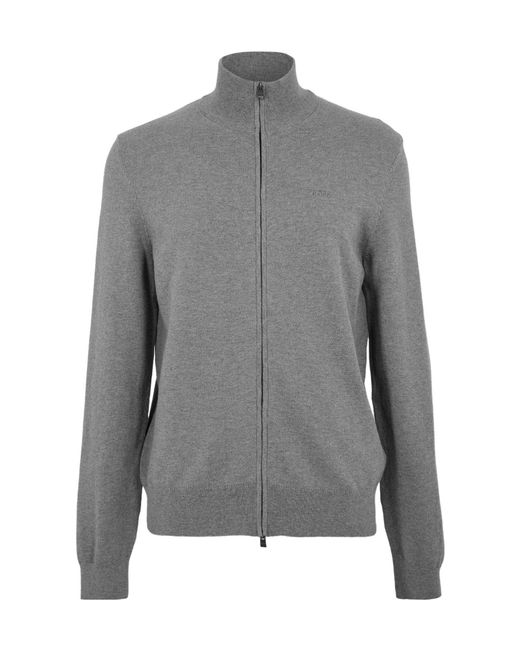 Boss Gray Zip-Up Knit Jacket for men