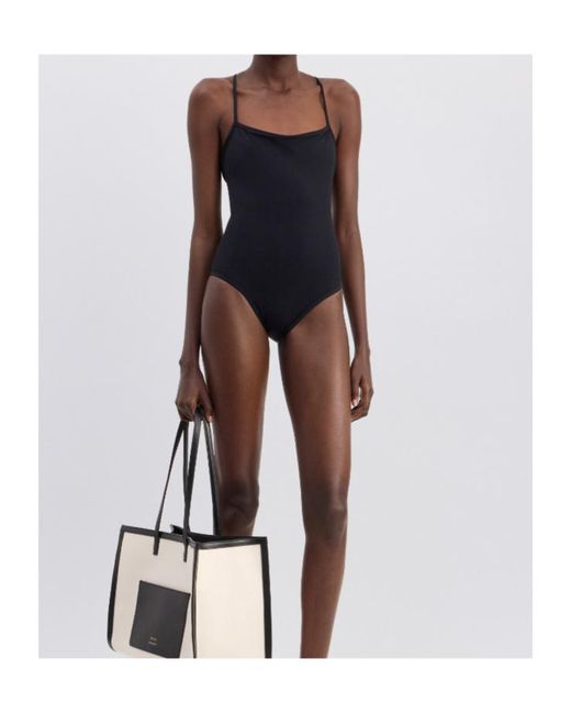 Loulou de Saison Black Criss-Crossing Straps Swimsuit