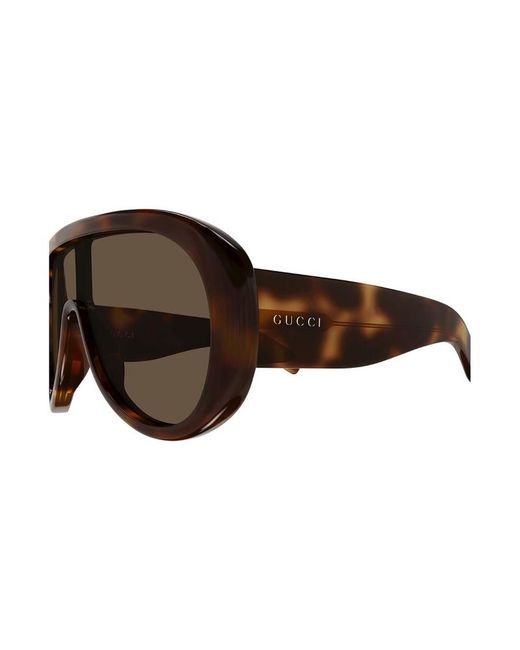 Gucci Brown Eyewear Pilot Frame Sunglasses for men