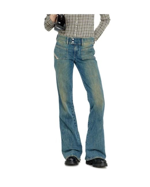 DIESEL Blue Bootcut Jeans Low-Waist D-Hush
