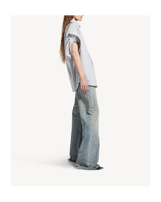 Balenciaga White Cotton Tuck-Sleeve Shirt