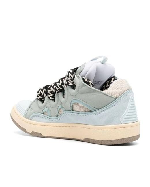 Lanvin White Curb Round Toe Lace-Up Sneakers