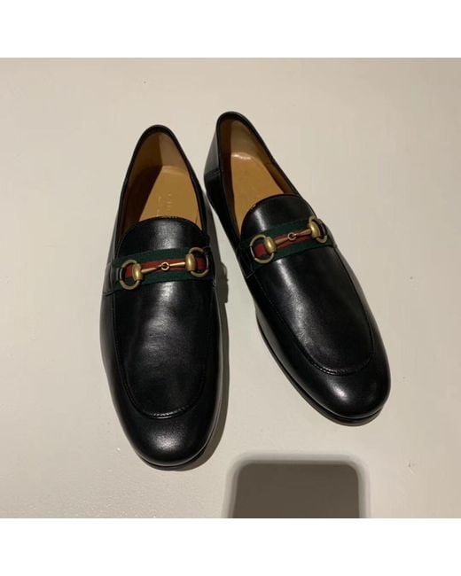 Gucci Black Horsebit Web Loafers