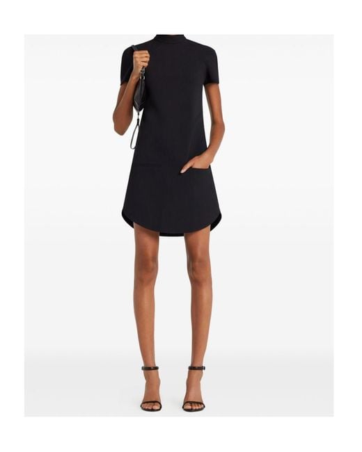 Courreges Black Funnel Neck Mini Dress