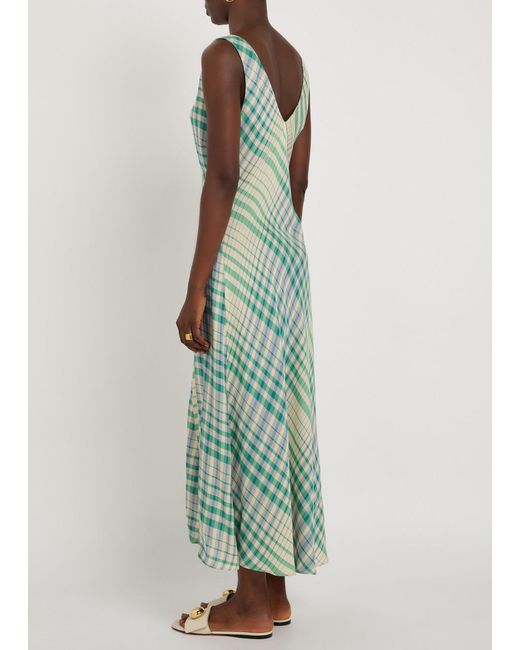 Polo Ralph Lauren Green Plaid Woven Midi Dress