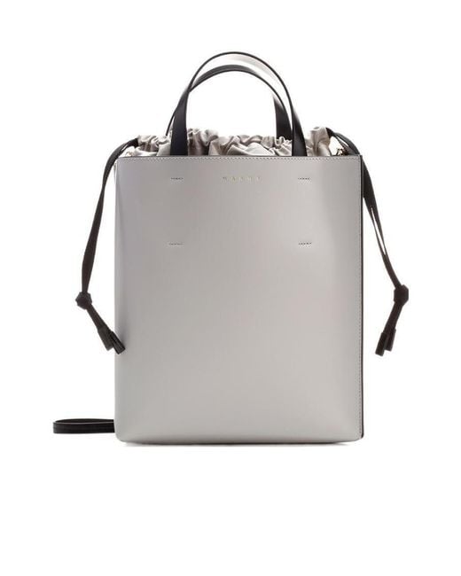 Marni Gray Two-Tone Leather Tote Bag