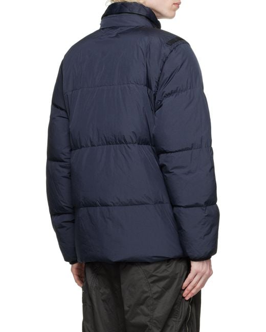Stone Island Blue Compass-Patch Down Puffer Jacket for men