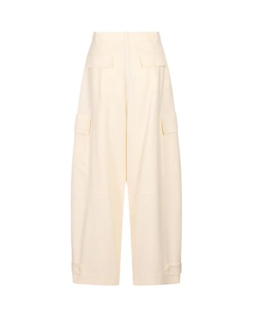 P.A.R.O.S.H. White Pleated Casual Trousers