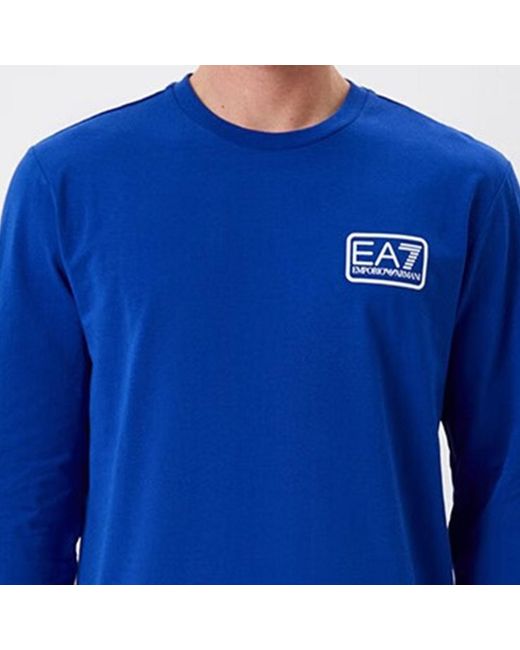 EA7 Blue Logo Round-Necked Sweater for men