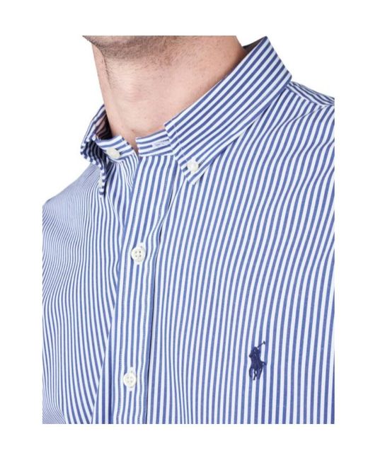 Polo Ralph Lauren Blue Polo Pony Embroidered Buttoned Shirt for men
