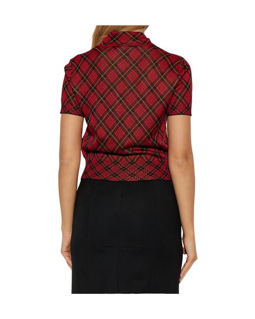 McQueen Red Checked Short-Sleeve Polo Shirt