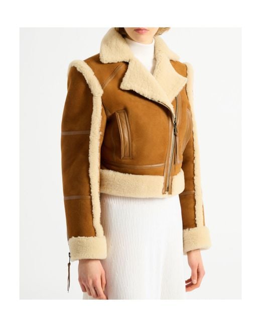 Balmain Metallic Shearling Biker Jacket