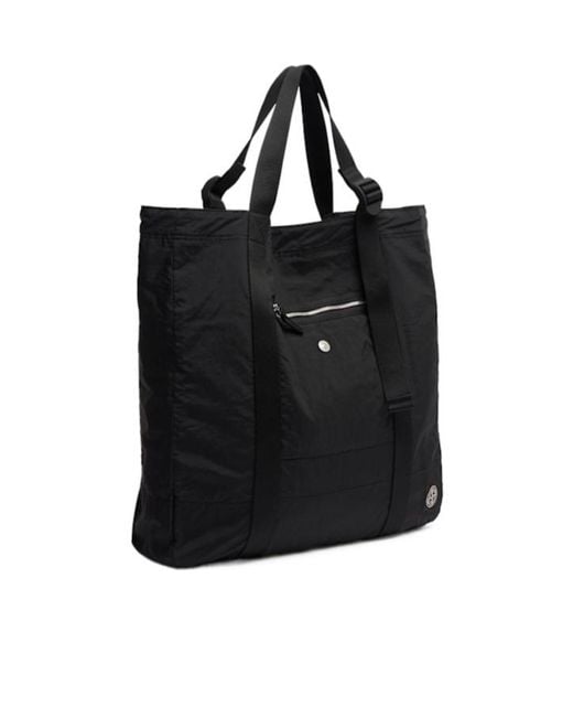 Stone Island Black Coated Nylon Tote Bag for men