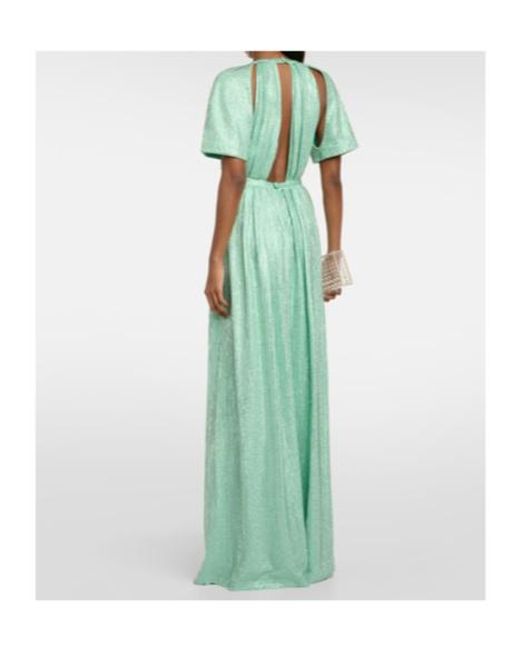 Area Green Cutout Crystal-Embellished Jersey Gown