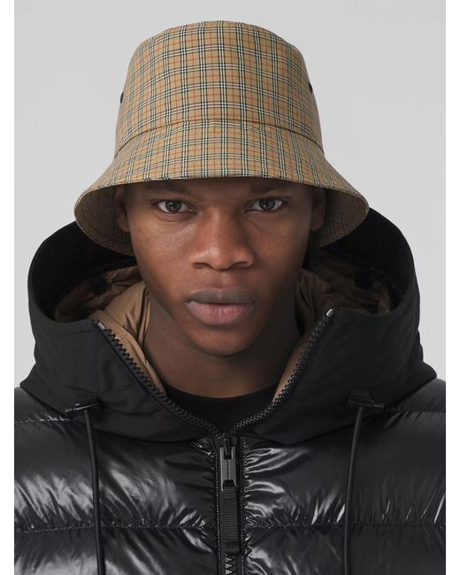 Burberry Brown Technical Check Bucket Hat for men