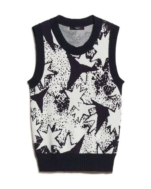 Weekend by Maxmara Black Jacquard Patterned Knitted Vest