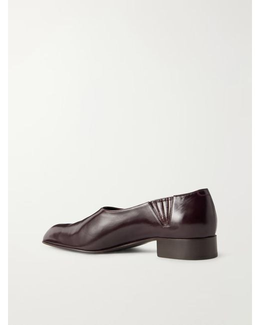 Khaite Brown Solid Leather Slip-On Loafers