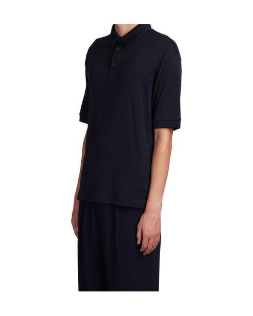 Giorgio Armani Blue Knitted Polo Shirt for men