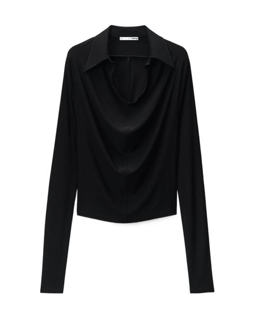Alexander Wang Black Cowl Placket Top