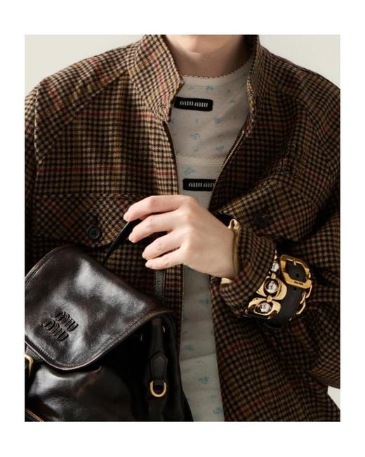 Miu Miu Brown Virgin Wool Houndstooth Jacket