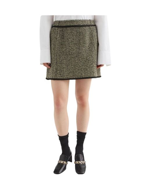 Jil Sander Green Tweed Mini Skirt