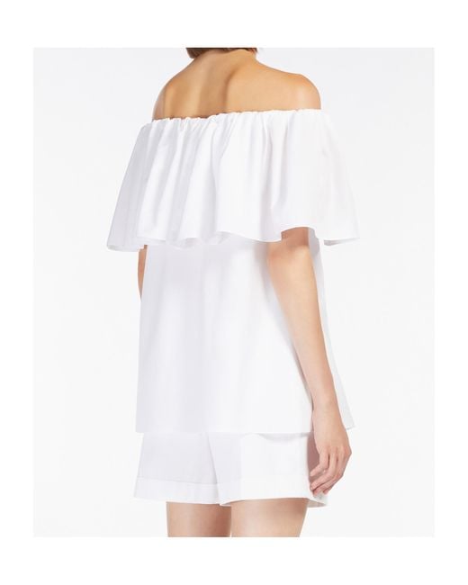 Max Mara White Studio Peccati Ruffled Off-Shoulder Top