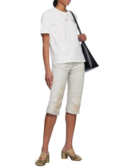 MM6 by Maison Margiela White Logo Patch Crewneck T-Shirt