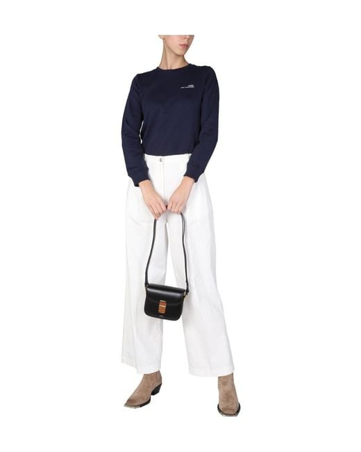 A.P.C. Blue Logo-Print Cotton Sweatshirt